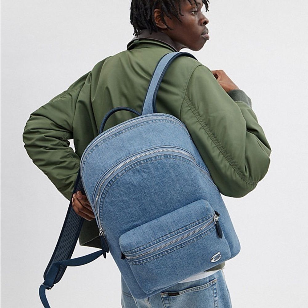 NWT COACH Charter Backpack Blue Indigo Denim CR764 Large Full Size - Picture 6 of 13